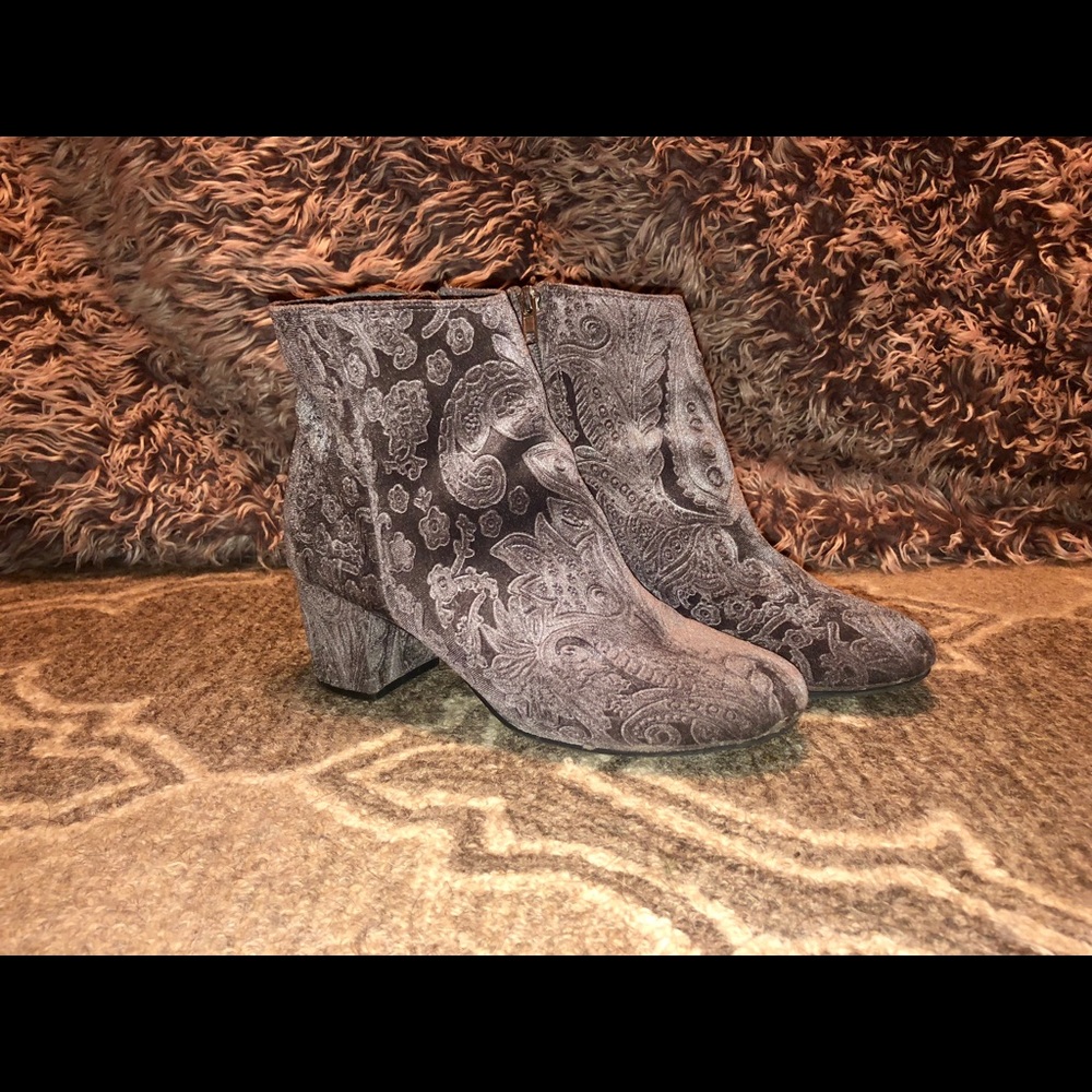 Printed Velvet Booties